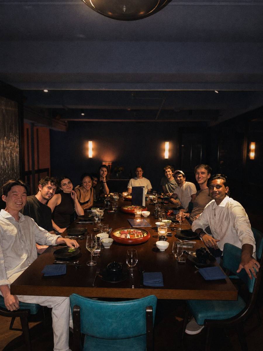 Members at a group dinner